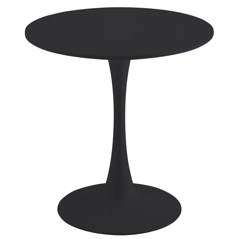 Mesa TUL (SI), base de metal, tapa lacada negra, 70 cms de diámetro