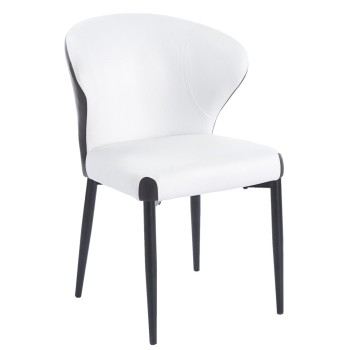 Silla DAVOS, metal, tapizado similpiel marrón y blanco