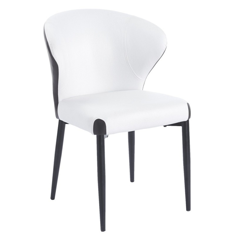 Silla DAVOS, metal, tapizado similpiel marrón y blanco