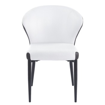 Silla DAVOS, metal, tapizado similpiel marrón y blanco 2