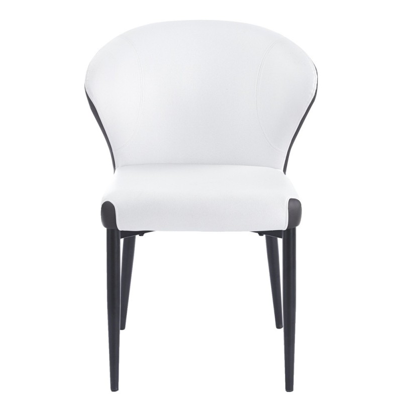 Silla DAVOS, metal, tapizado similpiel marrón y blanco-0