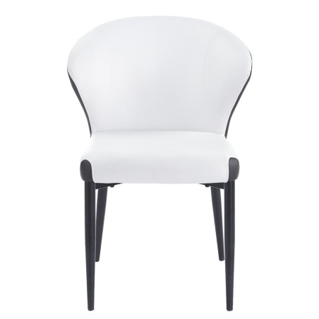 Silla DAVOS, metal, tapizado similpiel marrón y blanco-0