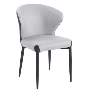 Silla DAVOS, metal, tapizado similpiel marrón y gris