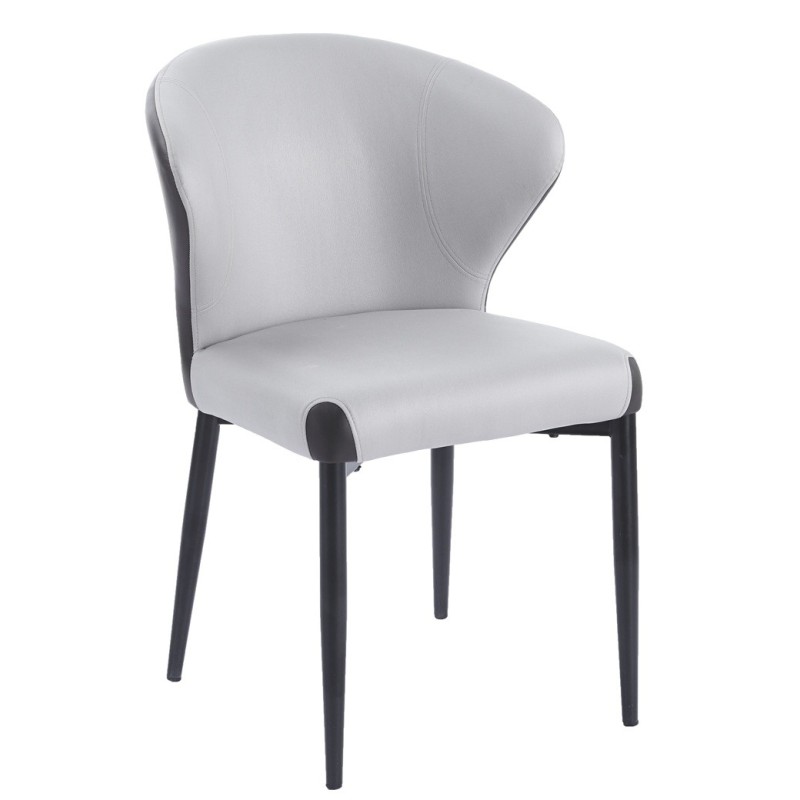 Silla DAVOS, metal, tapizado similpiel marrón y gris