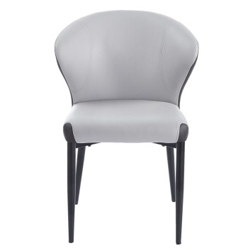 Silla DAVOS, metal, tapizado similpiel marrón y gris 2