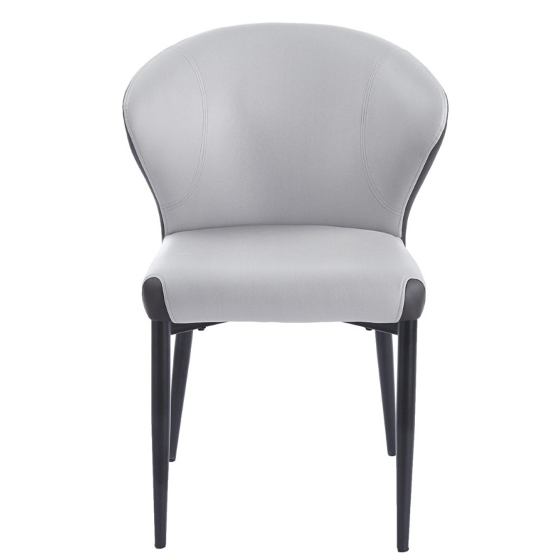 Silla DAVOS, metal, tapizado similpiel marrón y gris-0