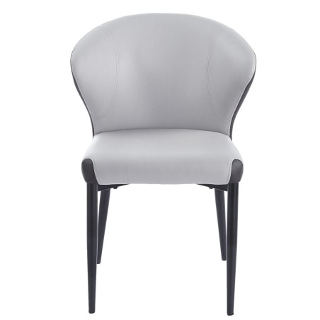 Silla DAVOS, metal, tapizado similpiel marrón y gris-0