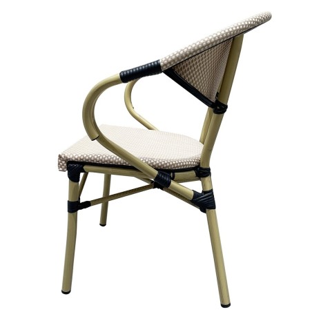Sillón NERJA, apilable, aluminio, mesh beige y marrón-3