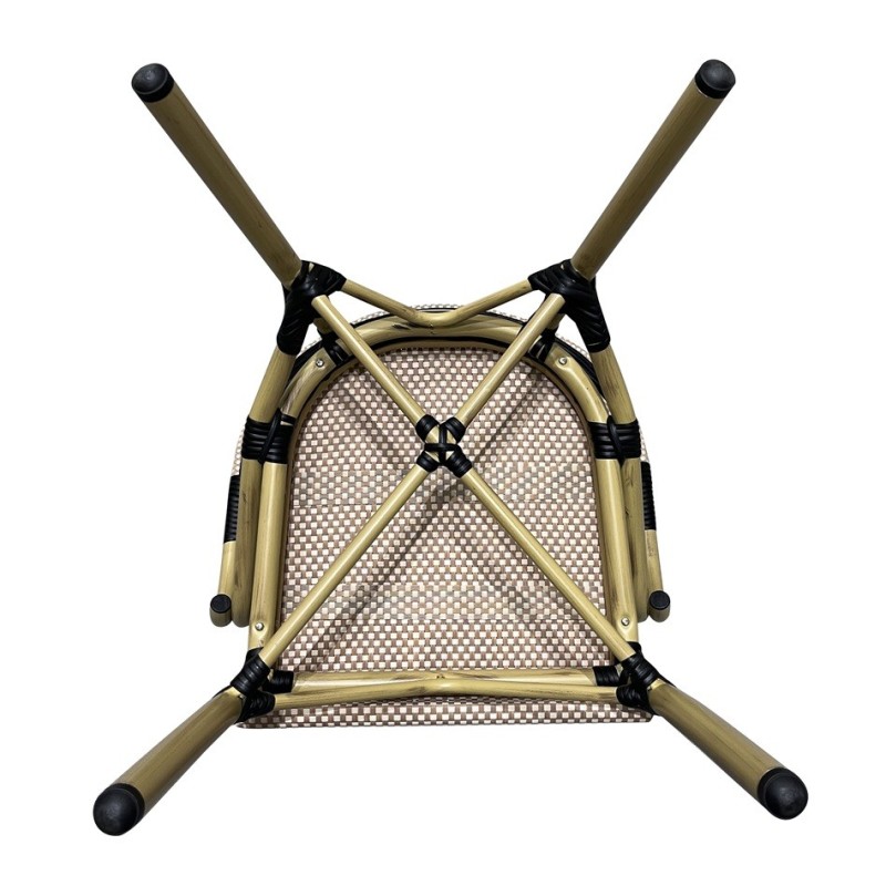 Sillón NERJA, apilable, aluminio, mesh beige y marrón-4