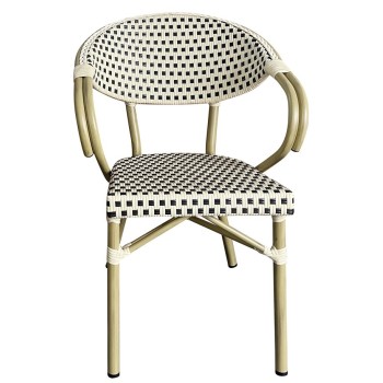 Sillón NERJA, apilable, aluminio, ratán beige y marrón 2