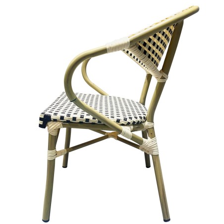 Sillón NERJA, apilable, aluminio, ratán beige y marrón-1
