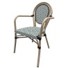 Sillón TARAMAY, apilable, aluminio, mesh crema y verde