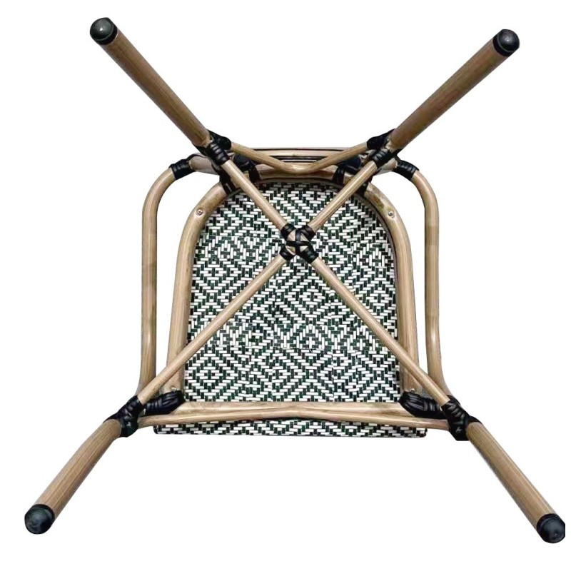 Sillón TARAMAY, apilable, aluminio, mesh crema y verde-2