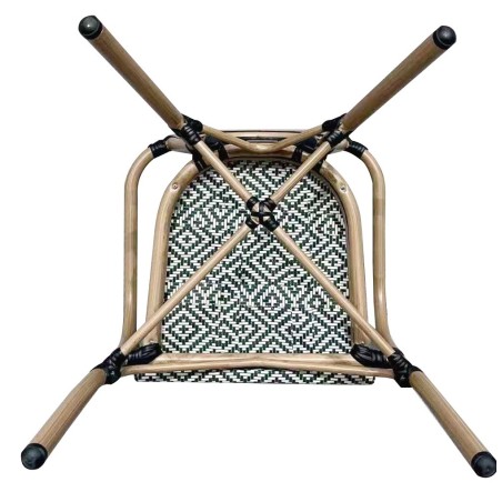 Sillón TARAMAY, apilable, aluminio, mesh crema y verde-2