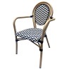 Sillón TARAMAY, apilable, aluminio, mesh blanco y negro