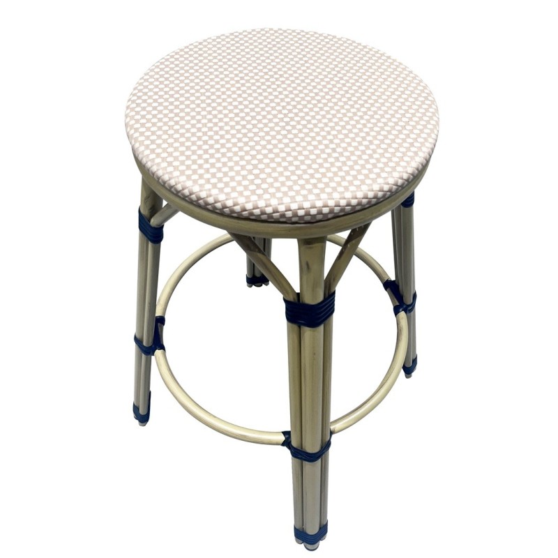 Taburete NERJA, apilable, aluminio, mesh beige y marrón-1