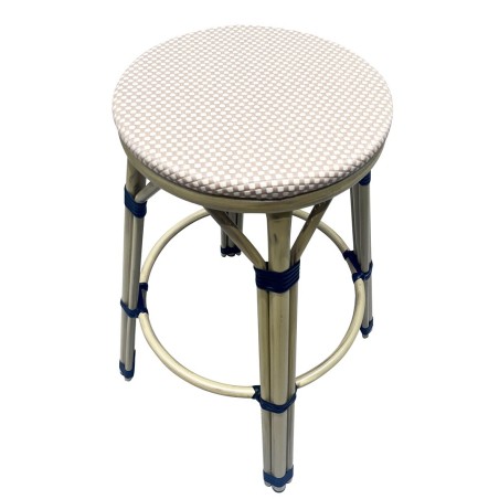 Taburete NERJA, apilable, aluminio, mesh beige y marrón-1