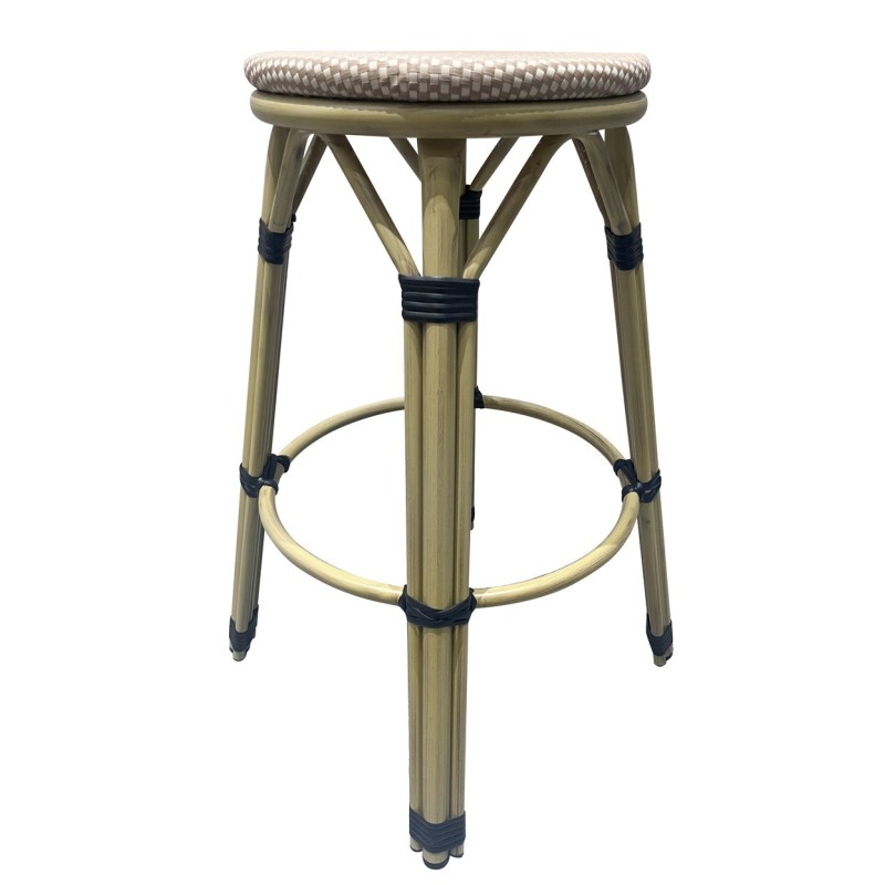 Taburete NERJA, apilable, aluminio, mesh beige y marrón-2