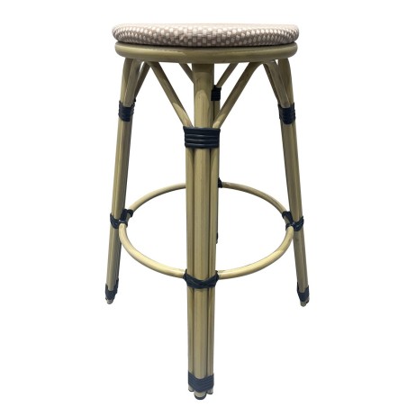 Taburete NERJA, apilable, aluminio, mesh beige y marrón-2