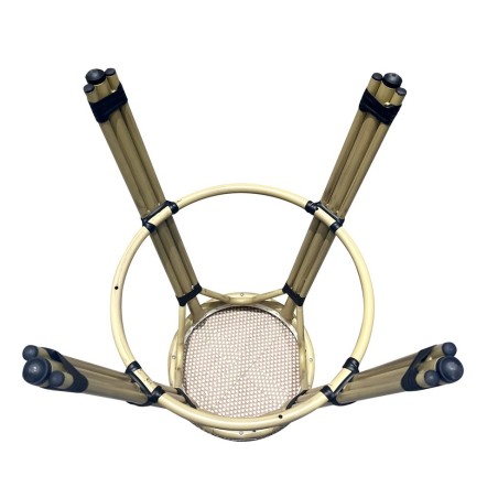 Taburete NERJA, apilable, aluminio, mesh beige y marrón-3