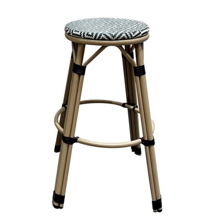 Taburete TARAMAY, apilable, aluminio, mesh crema y verde
