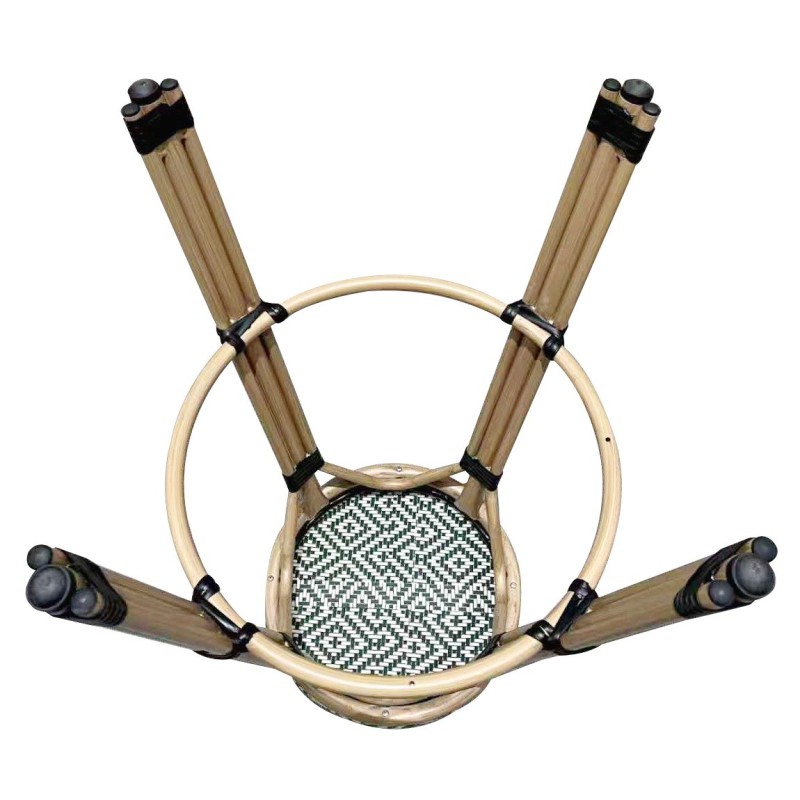 Taburete TARAMAY, apilable, aluminio, mesh crema y verde-3