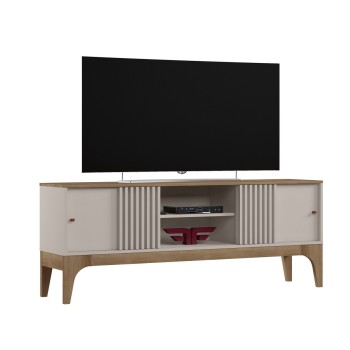 Mueble TV FLORENCIA, blanco roto y cedro, 160 cms