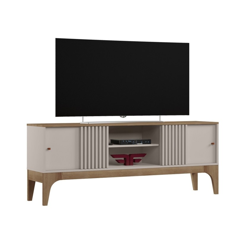 Mueble TV FLORENCIA, blanco roto y cedro, 160 cms