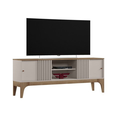 Mueble TV FLORENCIA, blanco roto y cedro, 160 cms