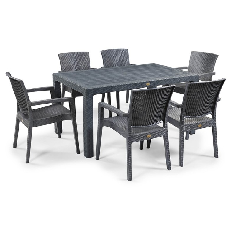 Mesa MIJAS, polipropileno antracita, 150 x 90 cms-0