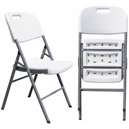 BEACH NEW, folding chair, grey metal, white polyethylene