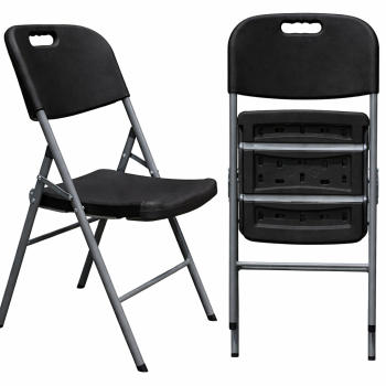 BEACH NEW, folding chair, grey metal, black polyethylene