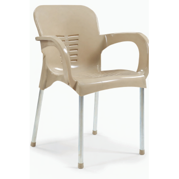 Sillón MIRAMAR, apilable, patas metálicas galvanizadas, polipropileno capuccino