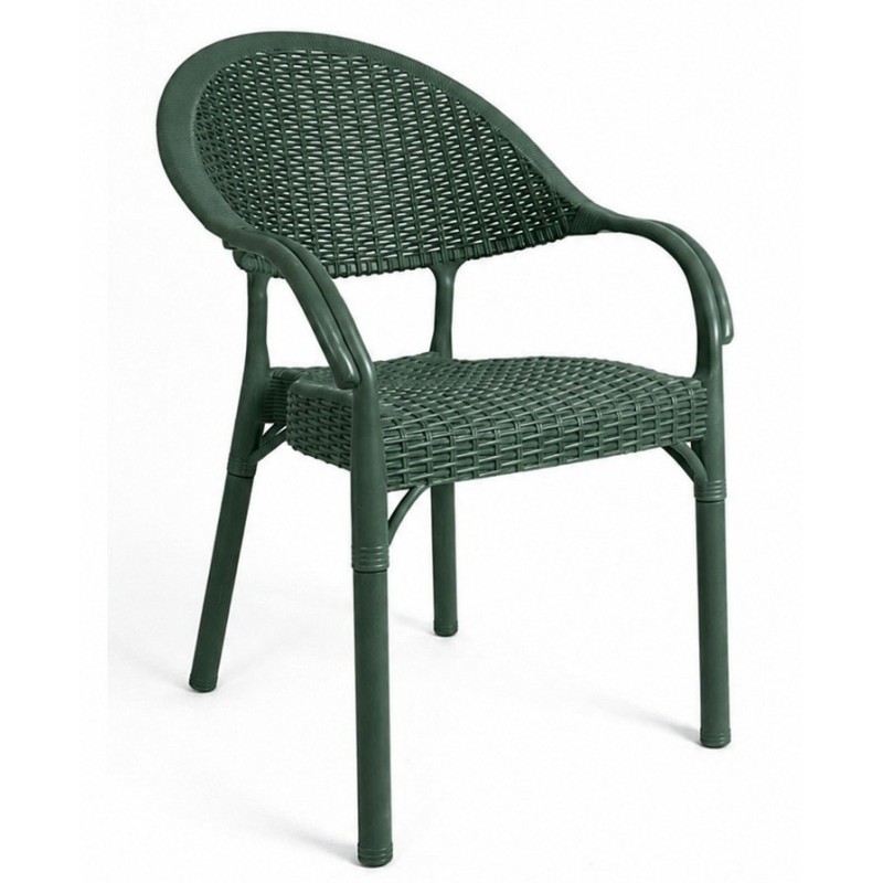 Cadeirão TORREMOLINOS, pernas metálicas, polipropileno verde