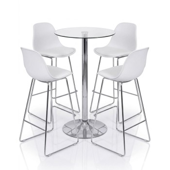 Mesa alta BERNIE (SU), cromada, cristal templado, 60 cms de diámetro 2