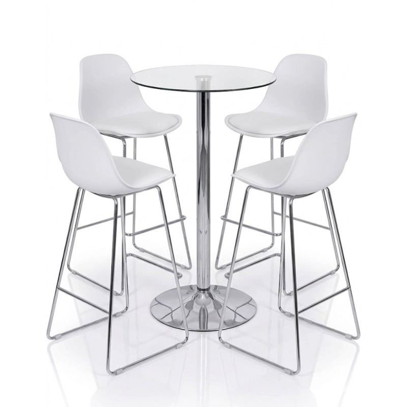 BERNIE (SU) high table, chromed, tempered glass 60 cms in diameter
