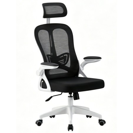 ORBEC office chair, high, white, black mesh and seat
