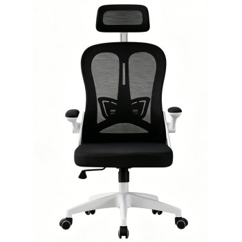 ORBEC office chair, high, white, black mesh and seat 2