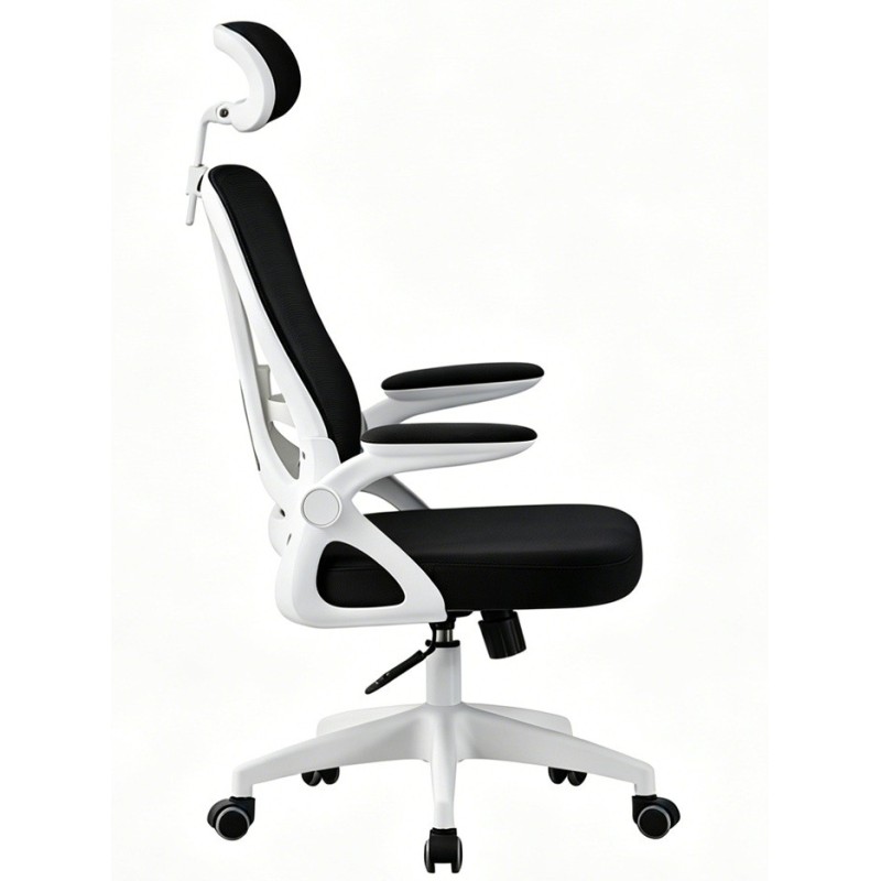 ORBEC office chair, high, white, black mesh and seat