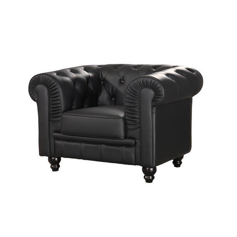 CHESTER Armchair, black synthetic leather