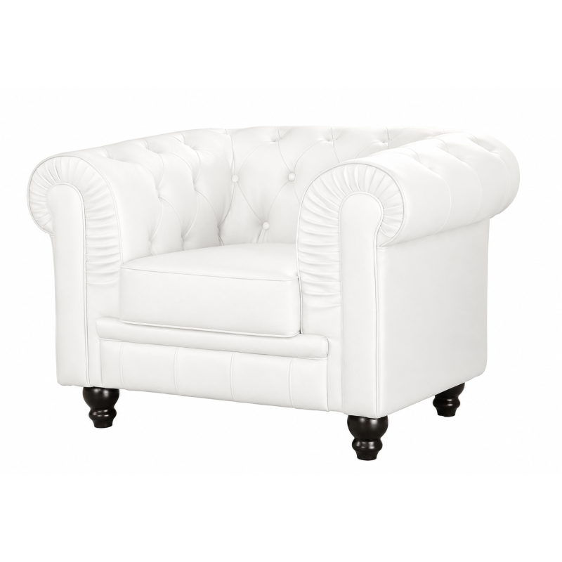CHESTER Armchair, white synthetic leather