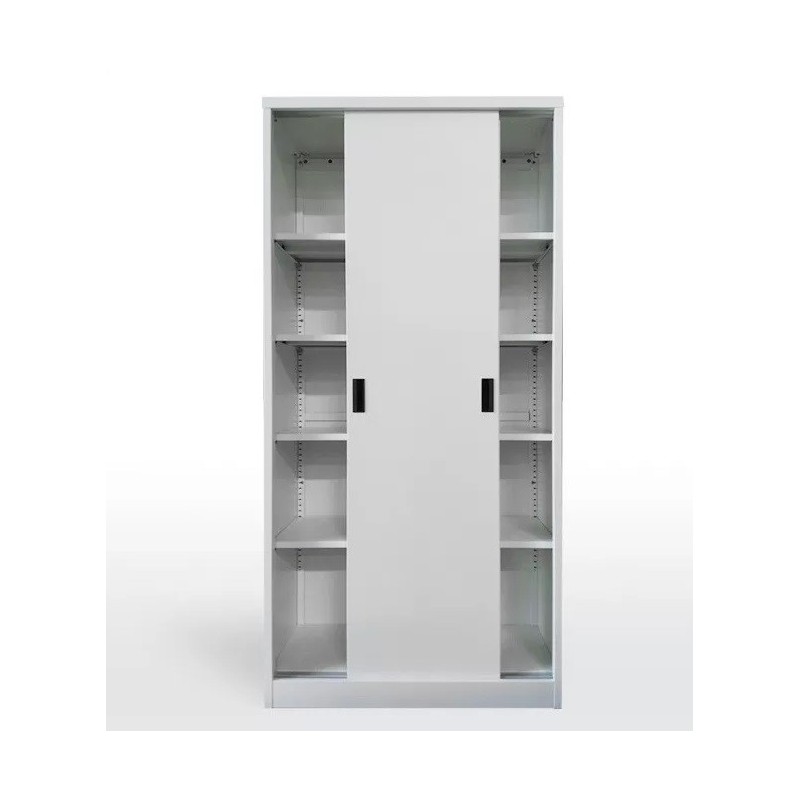 Armario metálico OLIMPO, puertas correderas, gris ral 7035, 90x46x185 cms-0