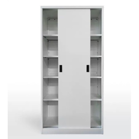 Armario metálico OLIMPO, puertas correderas, gris ral 7035, 90x46x185 cms-0