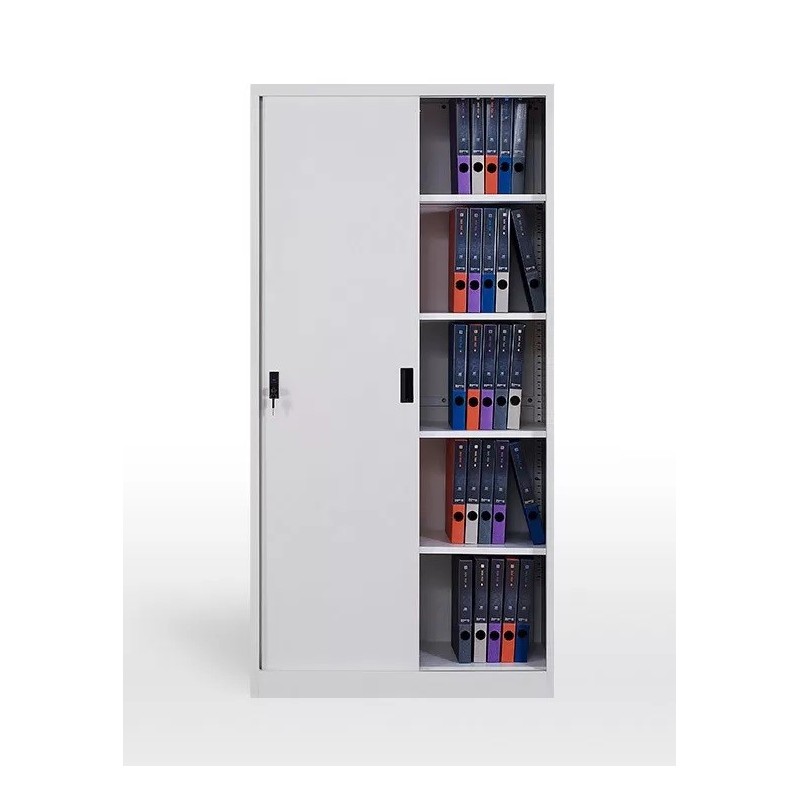 Armario metálico OLIMPO, puertas correderas, gris ral 7035, 90x46x185 cms-1