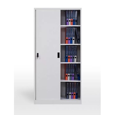 Armario metálico OLIMPO, puertas correderas, gris ral 7035, 90x46x185 cms-1