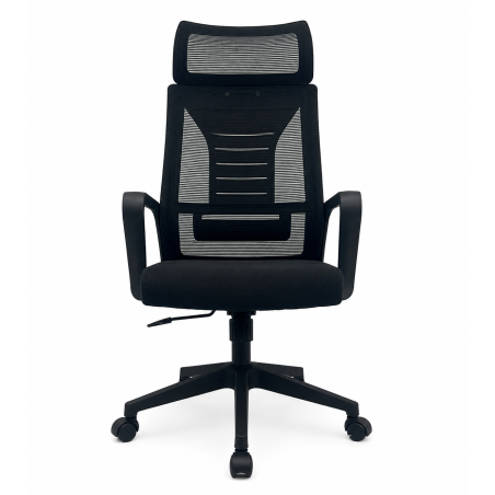 Sillón de oficina UTRECH, alto, negro, malla y tejido negro