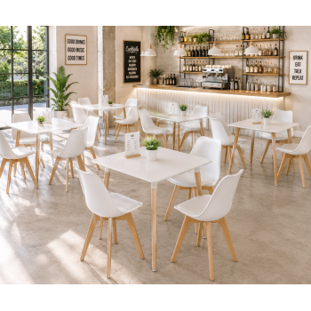 Mesa NURY  (SU), madera, tapa lacada blanca, 80 x 80 cms 2