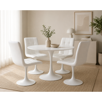 Mesa TUL (TO), metal, tapa de cristal blanco, 90 cms de diámetro 2