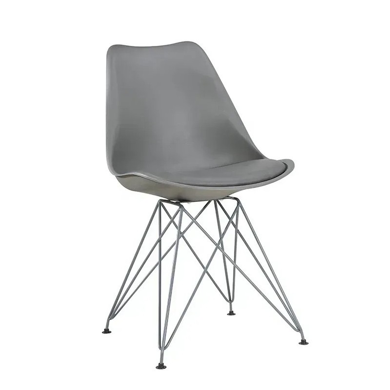 BELLA (SU) chair, chromed, polypropylene and cushion in dark grey color