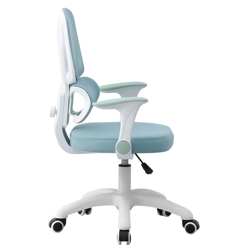 CHAMONIX study chair, white, arms, ergonomic, height adjustment, blue mesh and seat